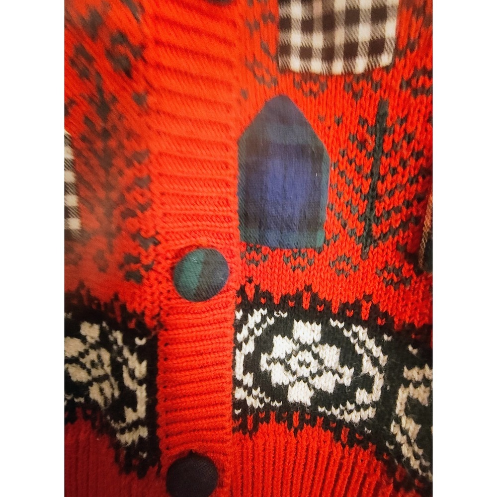 Vintage 1991 Susan Bristol Christmas Sweater L Reindeer Fair Isle Red Nordic - Picture 4 of 6